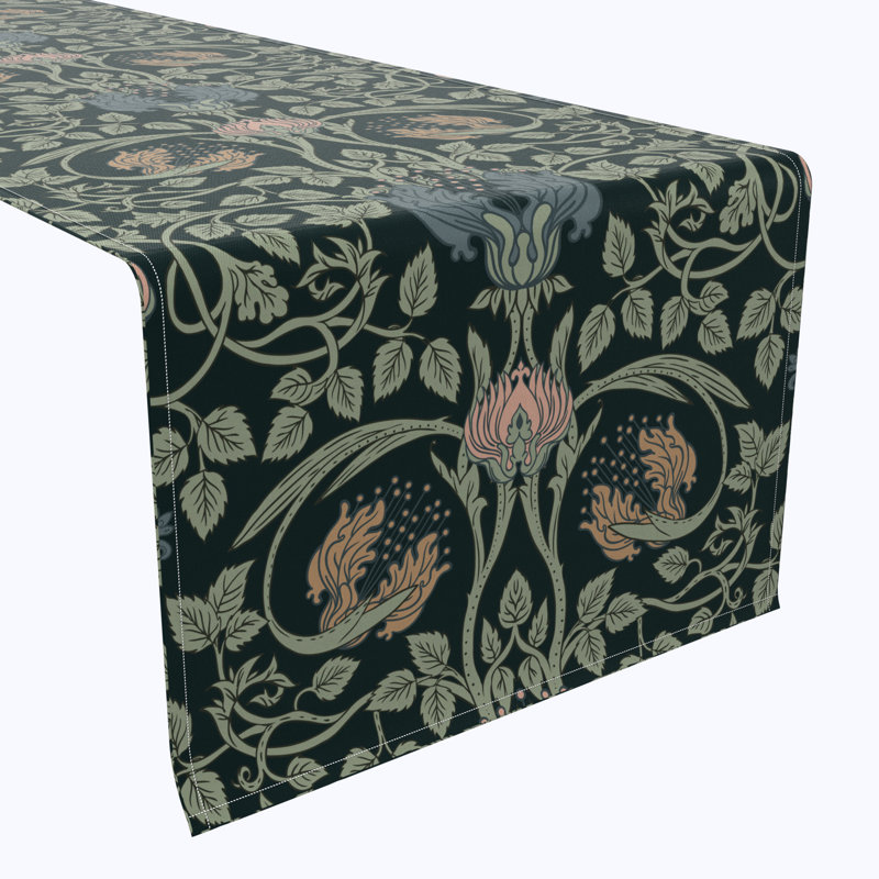 100% Cotton Floral Table Runner Washable Decorative Dining Linen for Standard Tables, 72" x 16"