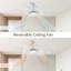Ventilateur de plafond à profil bas de 66 pouces avec lumières à intensité variable et moteur à courant continu réversible silencieux à 6 vitesses pour l'intérieur