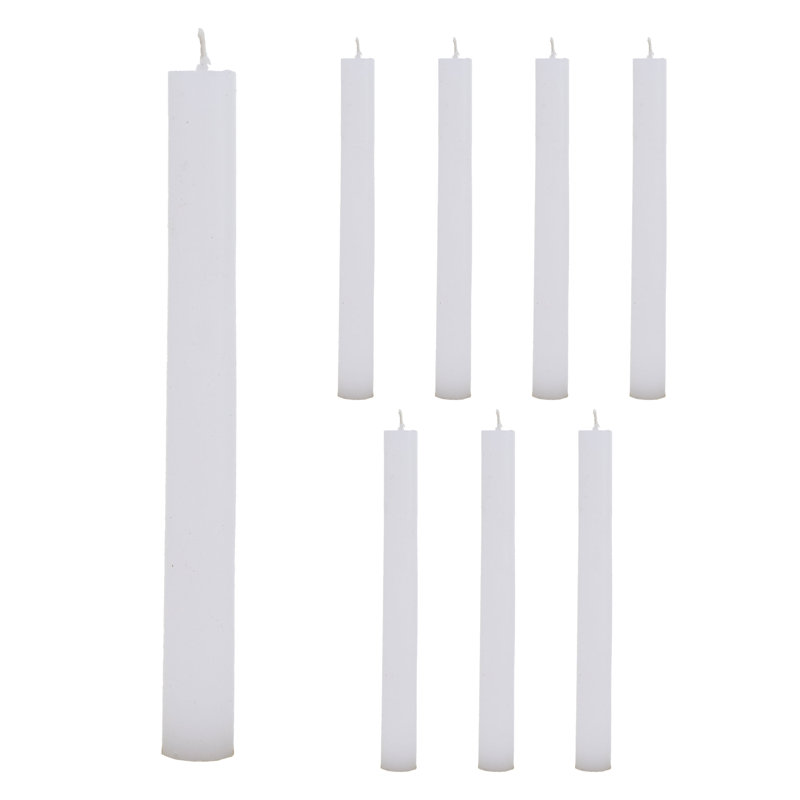 Ensemble de 8 chandelles effilées à la main blanc mat 8 pièces, Blanc