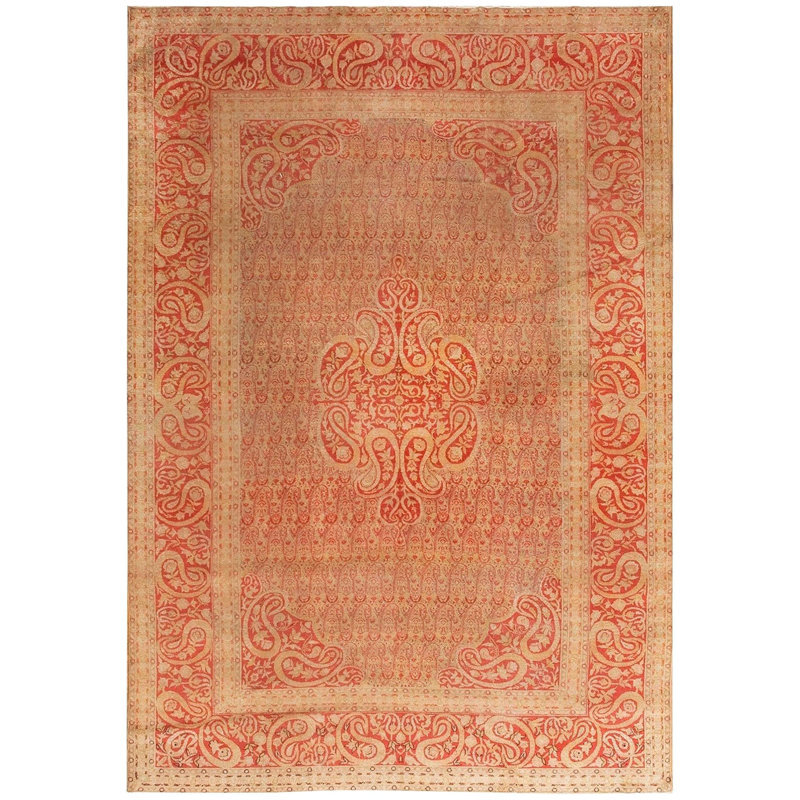 Gorgeous Decorative Beige Ground Color With Exquisite Medallion Design Antique Indian Amritsar Rug Round 11'10"