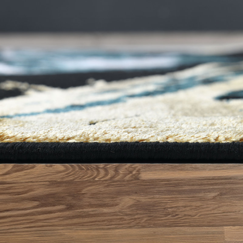 Galaxy Series Abrstract Black/Gray/Ivory/Beige Area Rug, Rectangle 7'9" x 10'2"