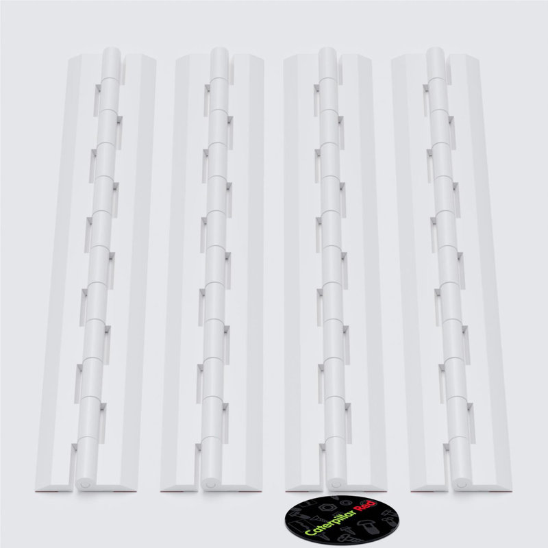 4x White Acrylic Piano Hinges 300 mm, Self-Adhesive, No Glue Required