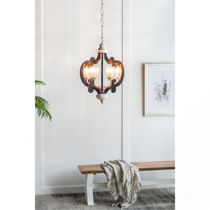 Luminaire suspendu en bois 6 lumières Farmhouse Natural