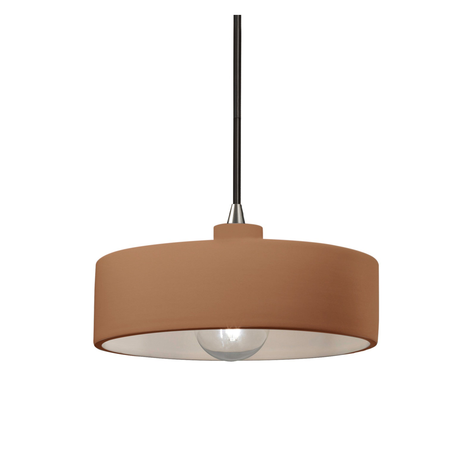 Colgate Single Light Ceramic Dimmable Pendant, Brushed Nickel, Adobe