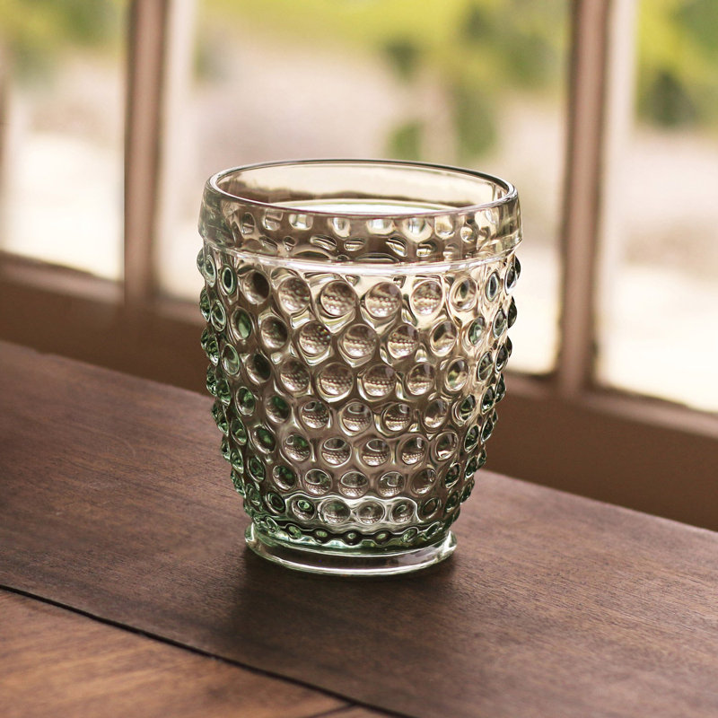 Moss Green Textured Glass 8oz Drinking Glass Set