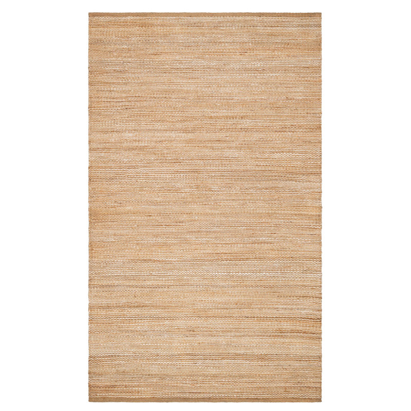 Gravel Ivory/Natural Handwoven Jute Rug, Rectangle 4' x 6'