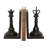 2 Piece Black Resin Chess Bookends with King and Queen Set