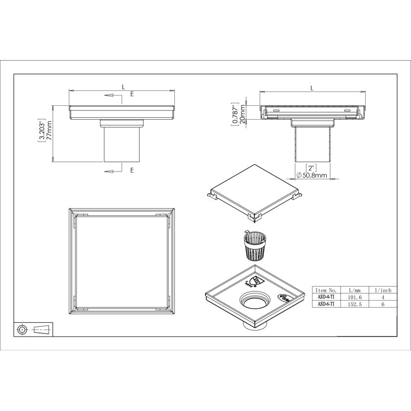 W Linear Grid, 3.203" H x 4" W x 4" D