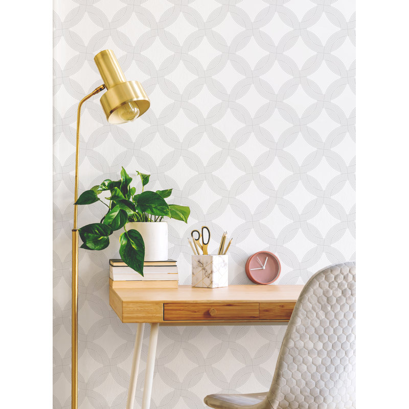 Panneau de papier peint adhésif Bette, L 2 pi x L 18 pi, gris