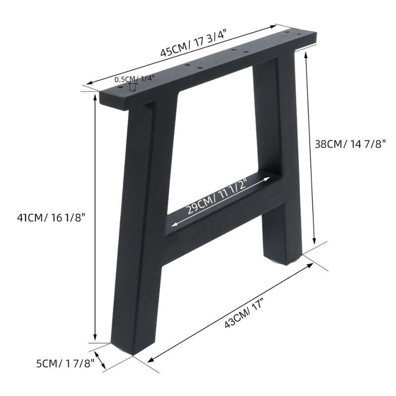 Pied de table en métal Lizotte X, H 16,13 po x l 17,72 po x P 1,88 po