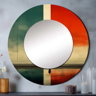 Perdu dans la simplicité I - miroir mural décoratif minimaliste, miroir rond moderne, impression d'art en métal