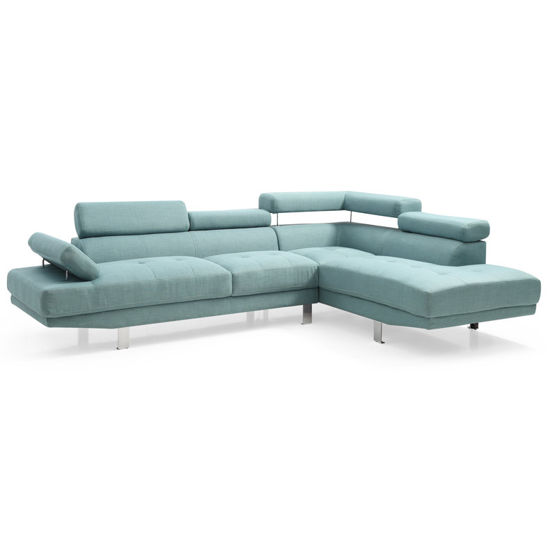 Canapé modulaire Mraz, Sergé, Bleu sarcelle