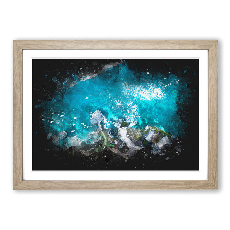 Padang Padang Island in Bali - Picture Frame Painting, Oak Framed, 27cm H x 36cm W x 2cm D