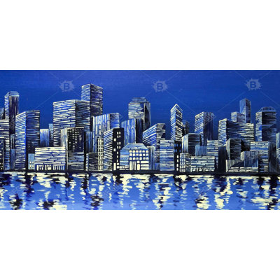 City in blue - 15.75"x31.50" Desk mat