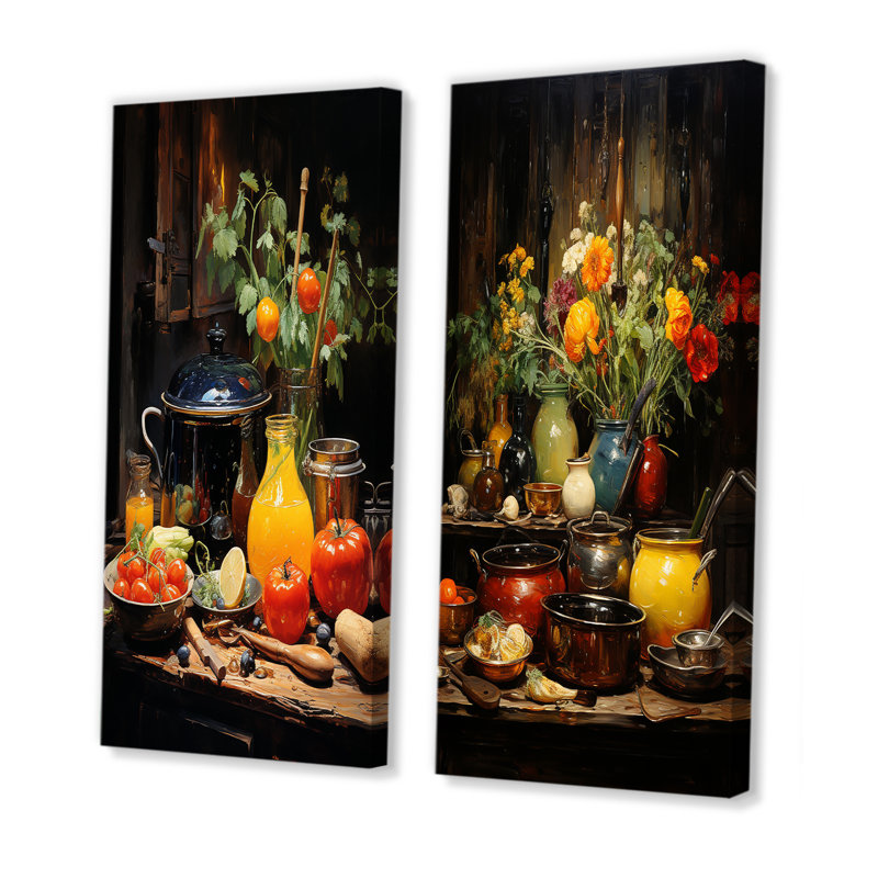 Culinaire symphonique - ensemble d'œuvres d'art mural de 2 ustensiles, H 28 po x l 25 po, Toile tendue