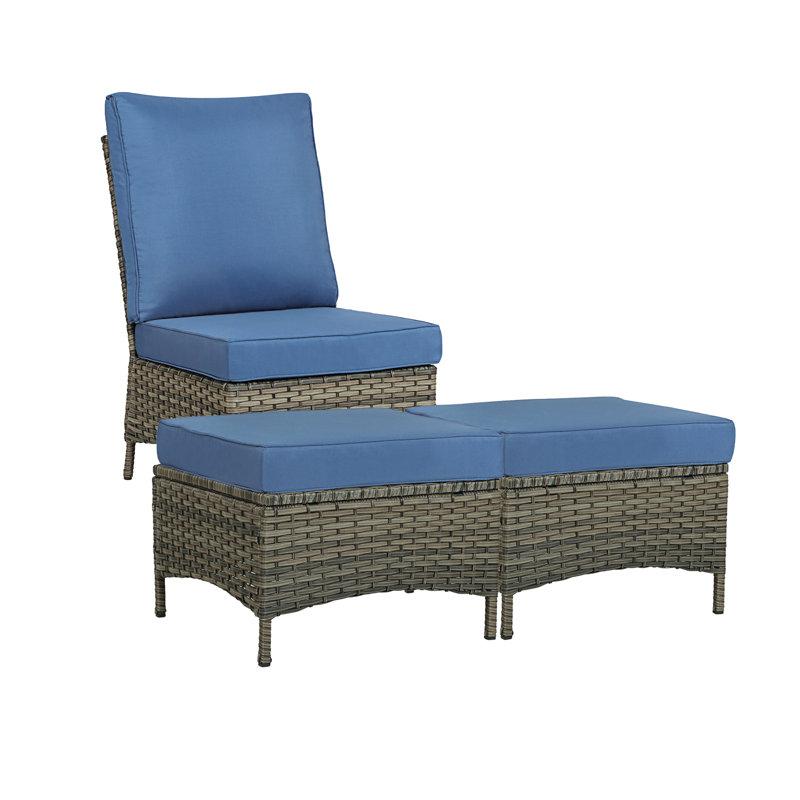 Garden Chair with Cushion, Dark Blue, Greyish Brown