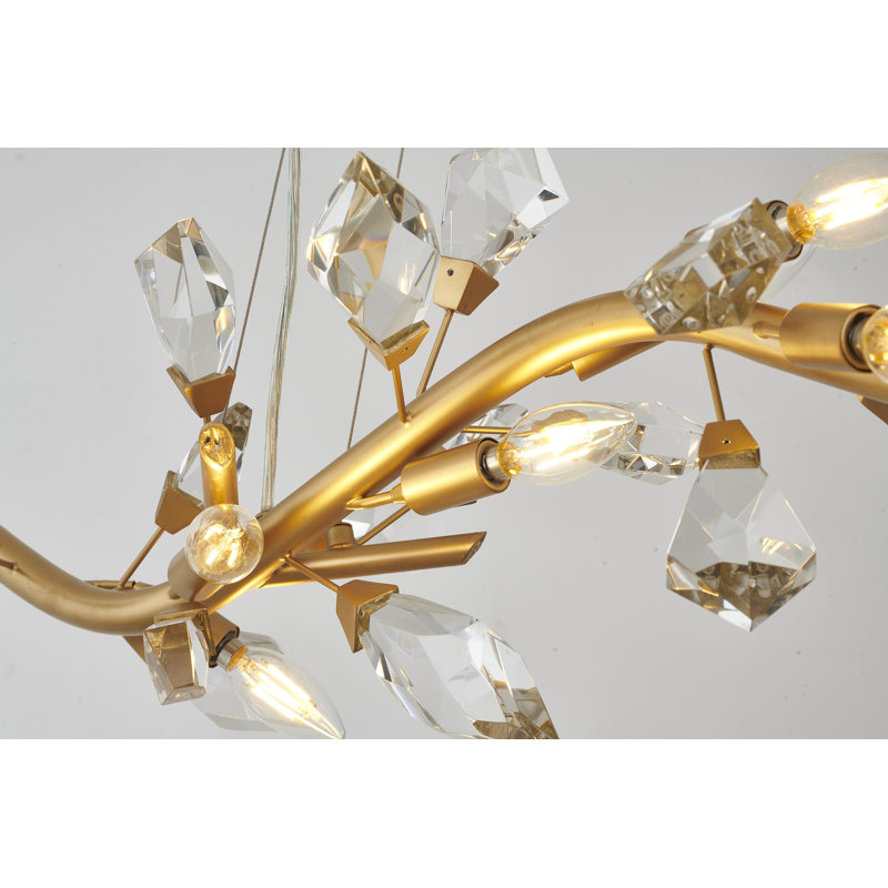 Lustre en forme de branche en cristal à 12 lumières Kyptin Eclectic 