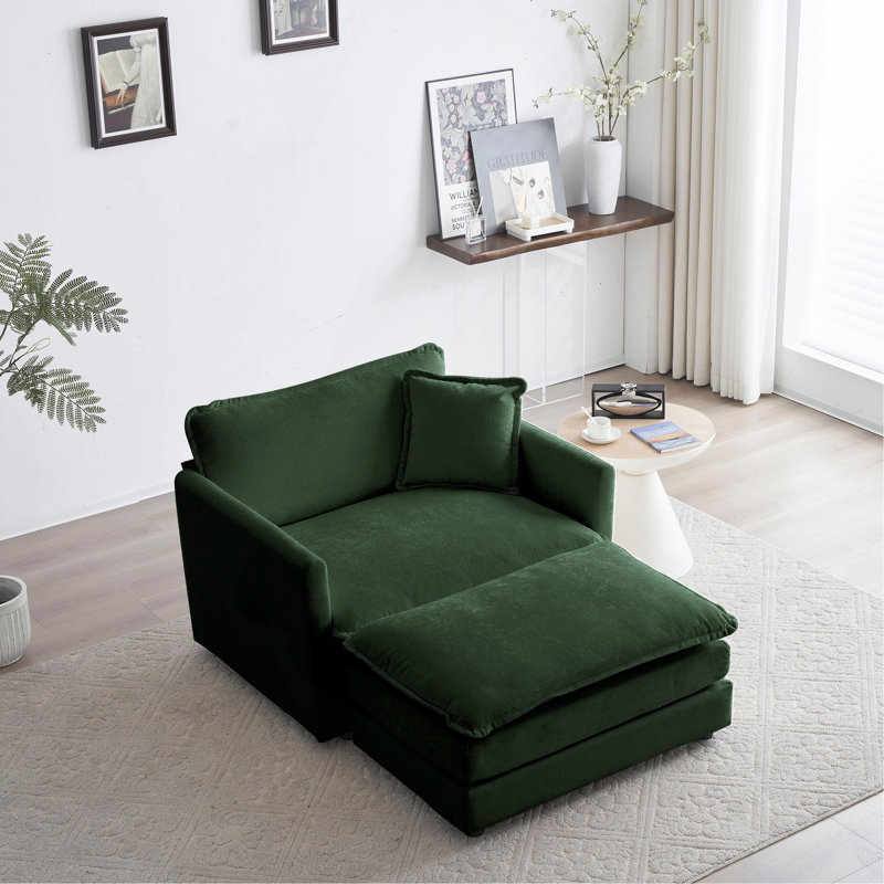 Chaise d'appoint moderne avec repose-pieds, Vert
