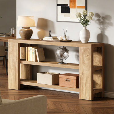 Table console 70,9 po, table de vestibule à 3 niveaux en bois