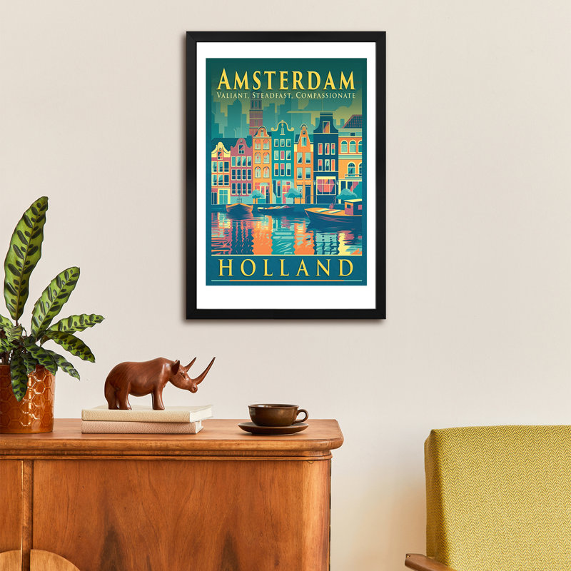 Affiche rétro vintage encadrée de qualité supérieure, H 24 po x l 16 po