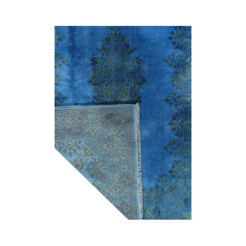 Blue Overdyed Vintage Persian Kerman rug 5'9'' X 8'11''