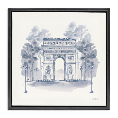 Arc de Triomphe Sketch Framed Floater Canvas Wall Art by Yvette St. Amant