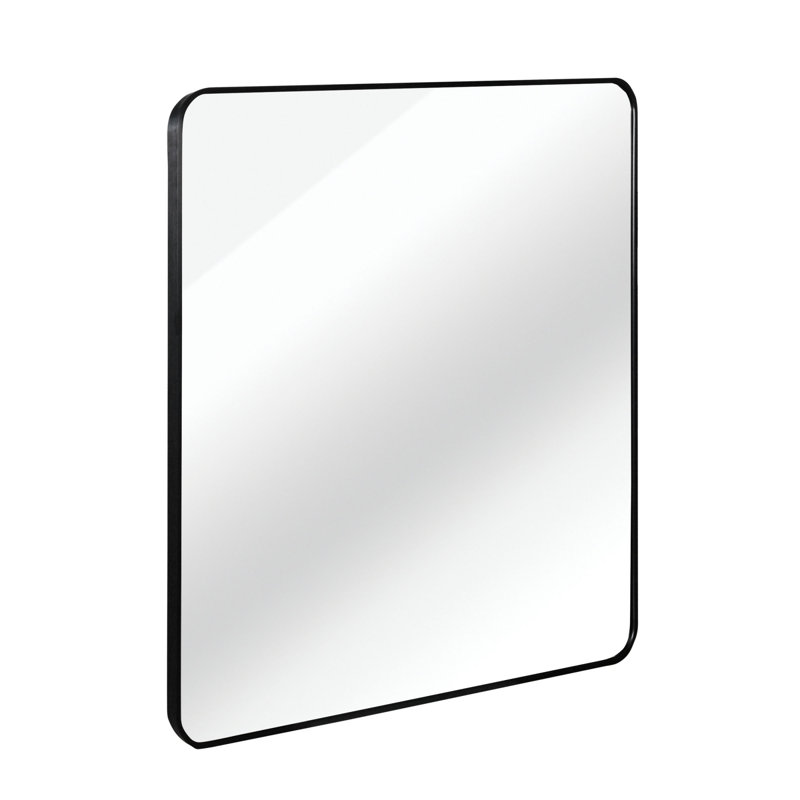 Miroir de salle de bain mural, Carrée, Noir, 30 po x 30 po