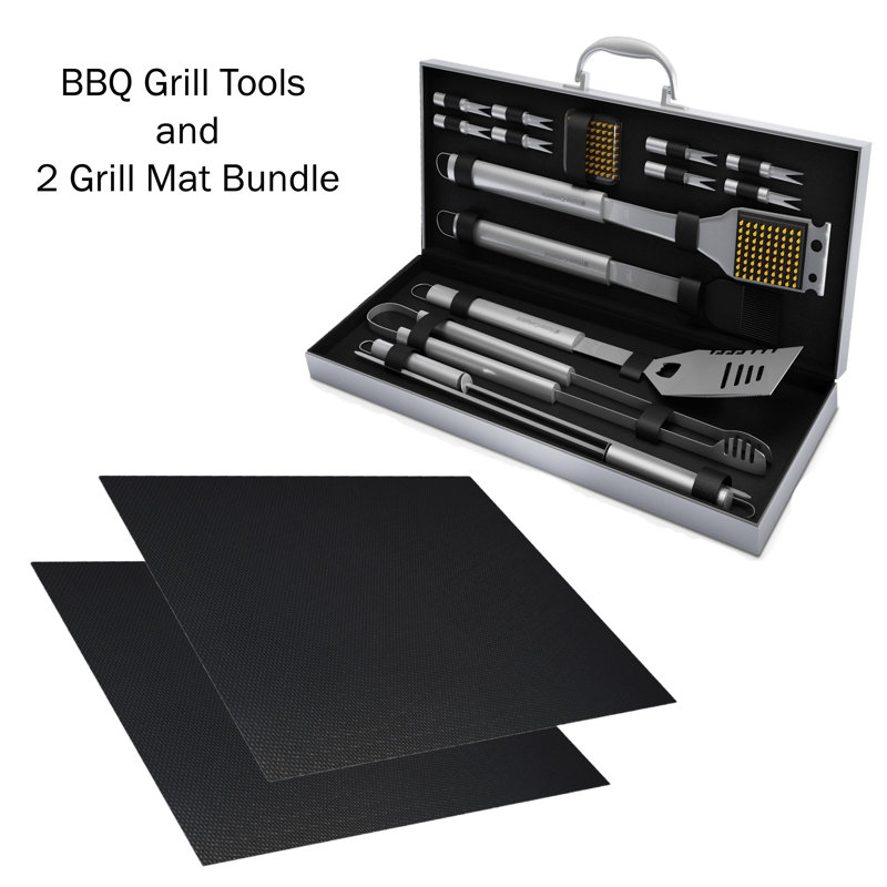 18-Piece Stainless Steel BBQ Grill Tool Set with Aluminum Case