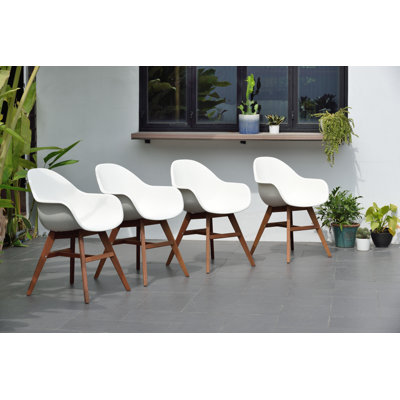 Anautica Rectangular 6 - Person 88" Teak Finish Outdoor Furniture Dining Set