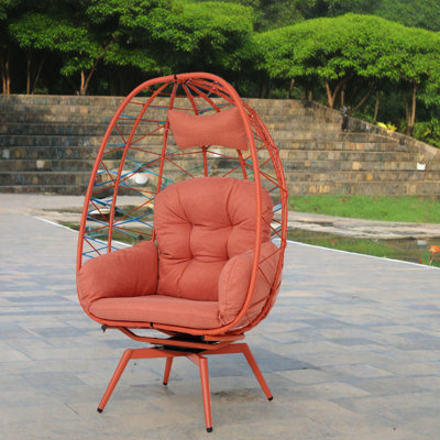 Chaises longues pivotantes de patio, chaise d'œuf en acier de rotin de Pe pour la maison de patio