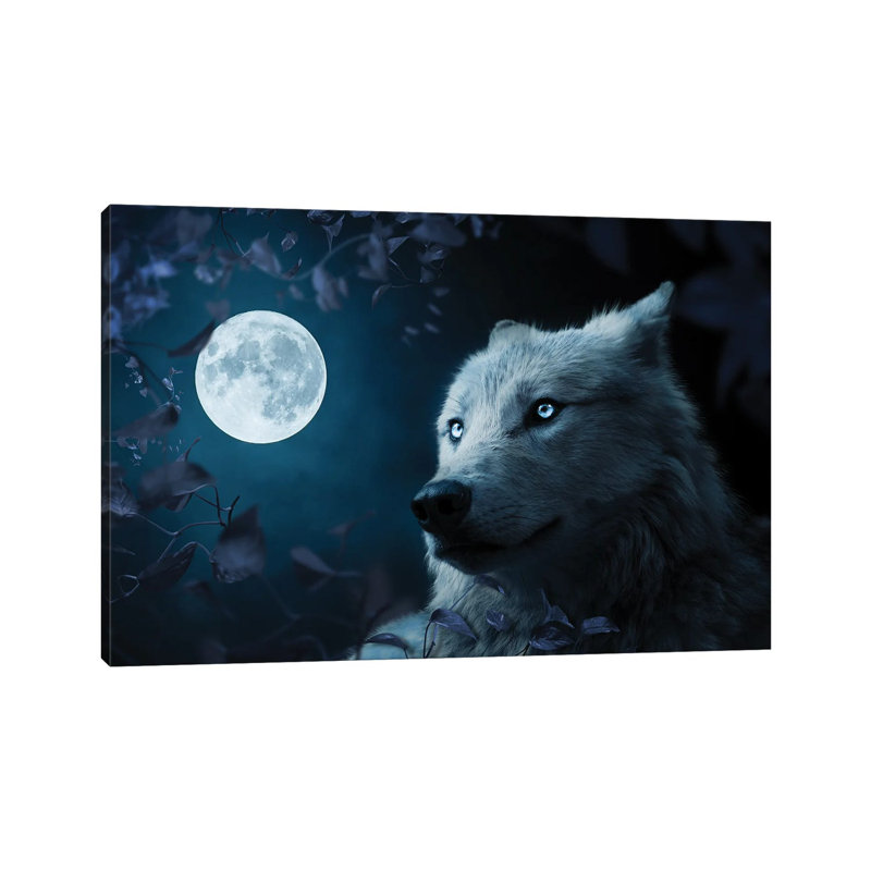 Wolf In Beutiful Night by Milos Karanovic - Wrapped Canvas Painting, 66.04 cm H x 45.72 cm W x 1.91 cm D