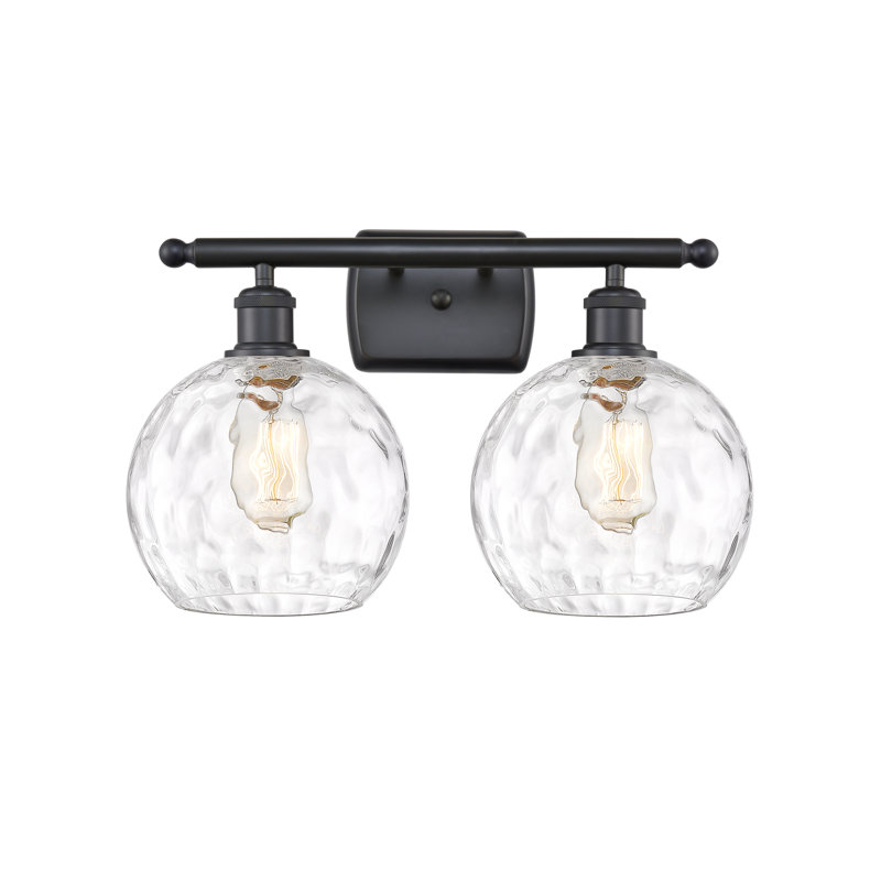 Éclairage pour meuble-lavabo en laiton antique à 2 lumières Cindi, DEL, Noir mat
