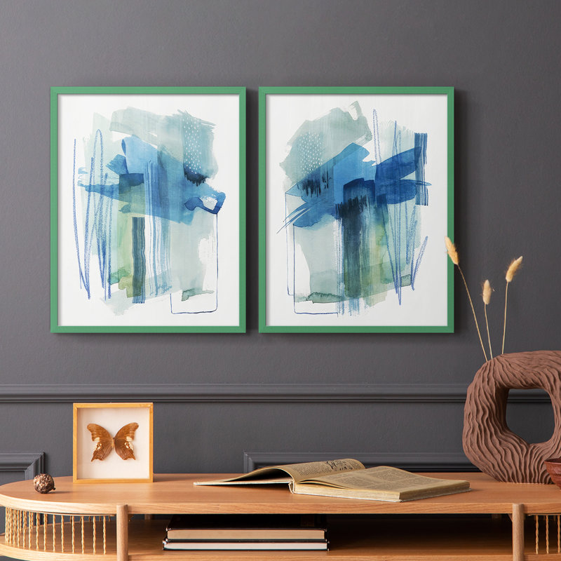 «Abstract Oasis I», reproduction encadrée de qualité supérieure - prête à être accrochée - aucun clou requis - aucun clou requis