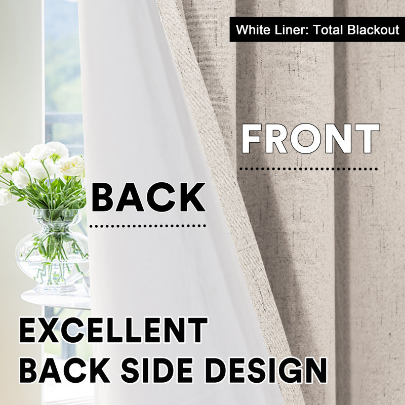 Dawain Linen Solid Textured 100% Blackout Window Drapes for Bedroom Thermal Grommet Full Lighting Blocking for Living Room Curtains 2 Panels