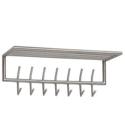 Jansen Steel 14 - Hook Wall Mounted Coat Rack with Storage