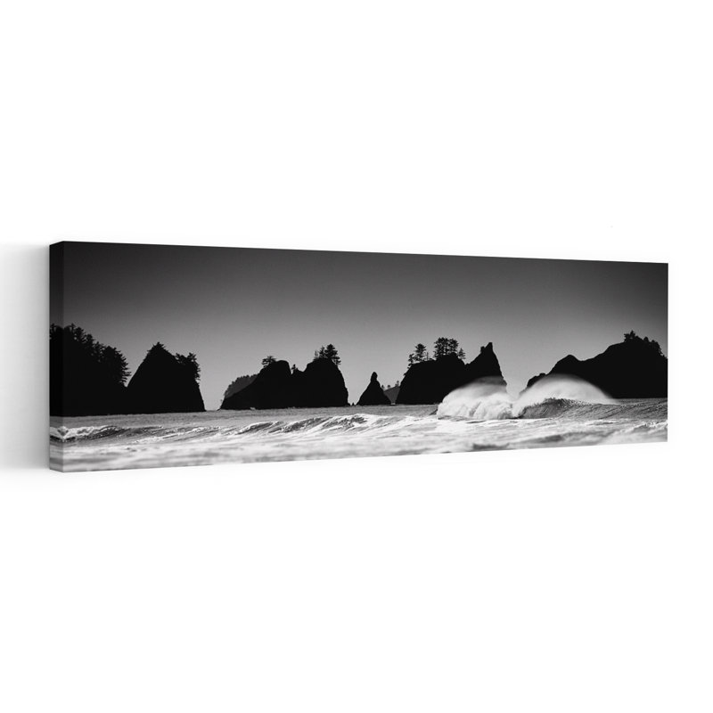 «Dramatic Coastal Silhouettes», art dramatique côtier abstrait serein, H 36 po x l 12 po