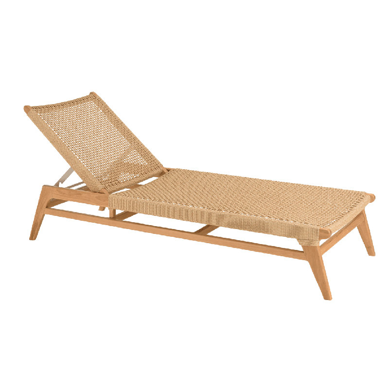 Natural Teak And Synthetic Sunlounger
