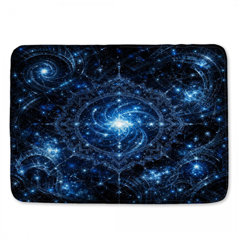 Tapis pour salle de bain Blue Cosmic Fractal Art, 24in W x 17in L