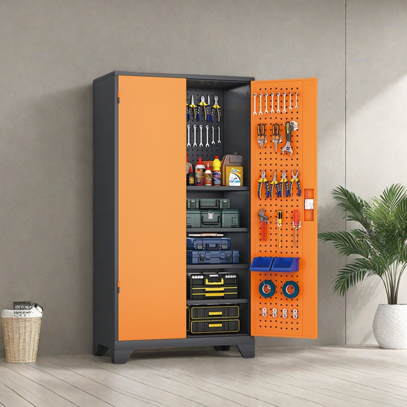 Garage Storage Locker Parking Lockers, Grey/Orange