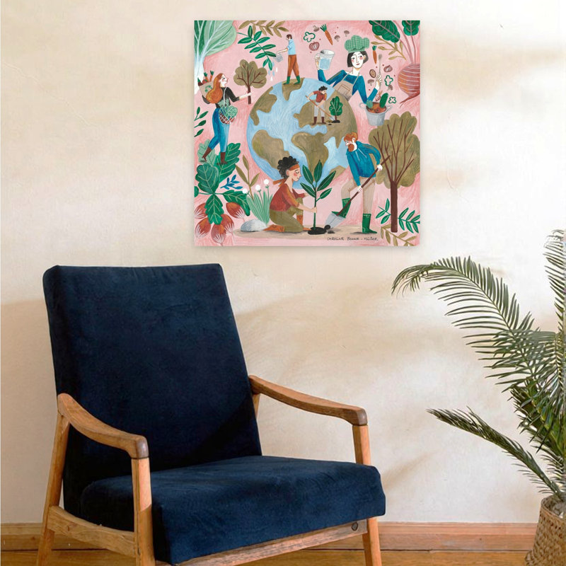 Art contemporain avec arbre abstrait, H 24 po x l 24 po