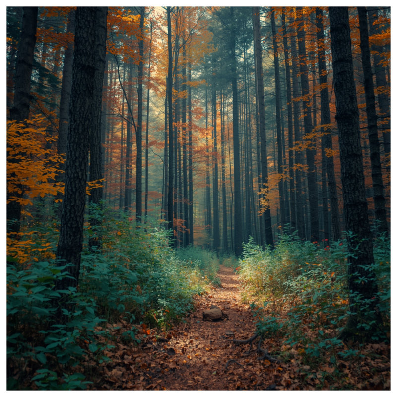 Housses de couette Autumn Forest Pathway, Lit simple