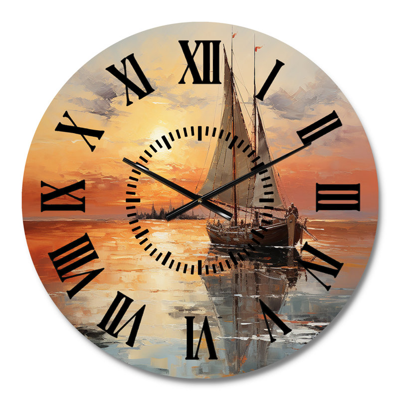 Horloge murale voilier Celestial voyages II - Voilier noir, Médium
