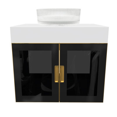 30" Modern Luxury Wall-mounted Vanity With Solid Surface Top And Round Vessel Sink Set