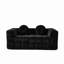 Canapé 66,5 po sans os avec deux coussins décoratifs circulaires, tissu en polyester à poils longs texturé litchi doux pour la peau, canapé à carreaux en mousse à carreaux-1580857834
