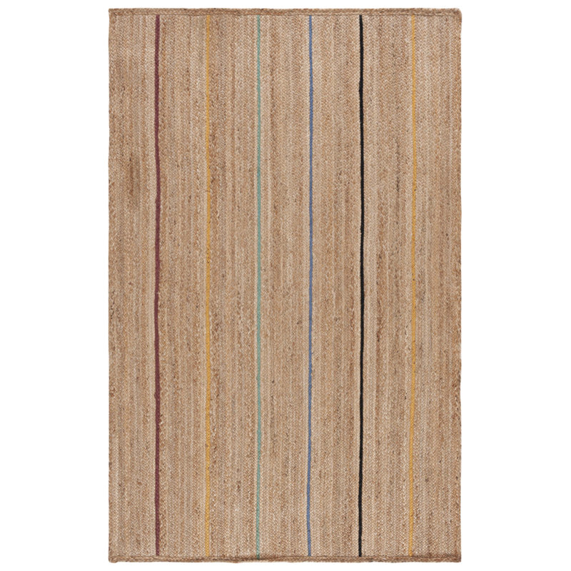 Armgart Natural Fiber Flat Weave Jute Striped Rug, Rectangle 3' x 5'