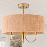 Stephane 3 - Light 17.71'' Shaded Drum Semi Flush Mount with Fabric Accents