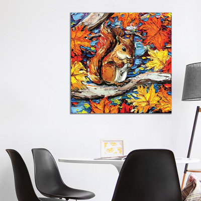 Squirreling Away by Aja Trier - Wrapped Canvas Print
