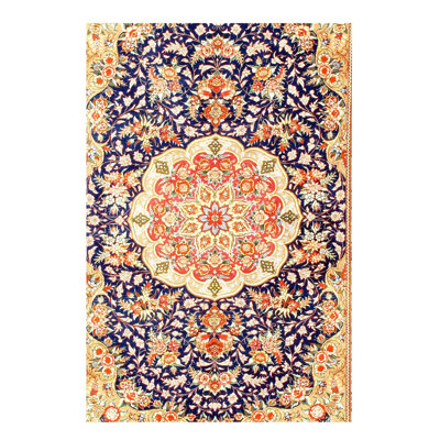 Munmun Oriental Area Rug in Navy Blue