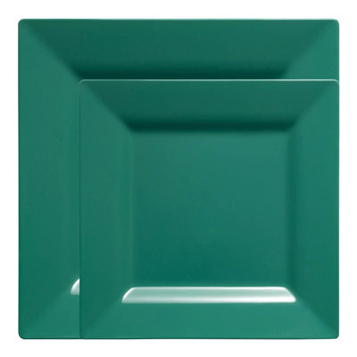 Hunter Green Square Plastic Plates Dinnerware Value Set - 120 Sets