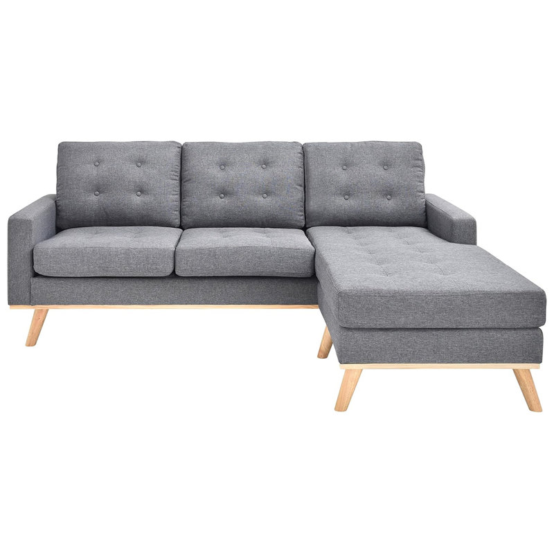1 canapé modulaire en tissu de polyester gris 3 pièces Mid-Century